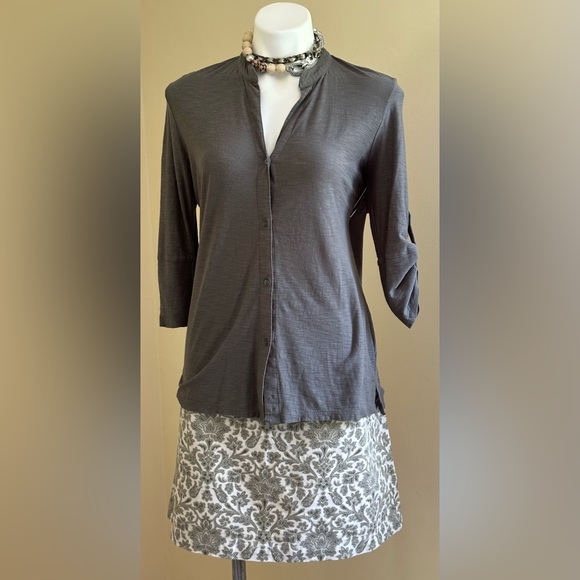 Talbots Green Ivory Straight Twill Paisley Design Mini Skirt SZ 16 P 100% cotton - Picture 2 of 10